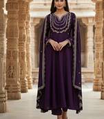 Purple georgette zari sequin embroidery work kurta set