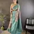 feroze blue soft lichi silk blend multi-color floral digital print paithani saree
