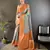 orange soft lichi silk blend multi-color floral digital print paithani saree