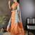 orange soft lichi silk blend multi-color floral digital print paithani saree