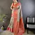 reddish orange soft lichi silk blend multi-color floral digital print paithani saree