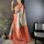 reddish orange soft lichi silk blend multi-color floral digital print paithani saree