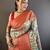 reddish orange soft lichi silk blend multi-color floral digital print paithani saree