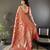 peach soft banarasi silk blend flower jall zari weaving designer saree