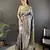 grey soft banarasi silk blend floral & ethnic motifs meenakari zari weaving banarasi saree