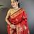 red soft silk blend paisley zari woven banarasi saree