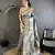 grey soft silk blend paisley zari woven banarasi saree