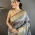 grey soft silk blend paisley zari woven banarasi saree