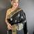 black soft silk blend paisley zari woven banarasi saree