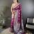 magenta soft silk blend floral motifs banarasi saree