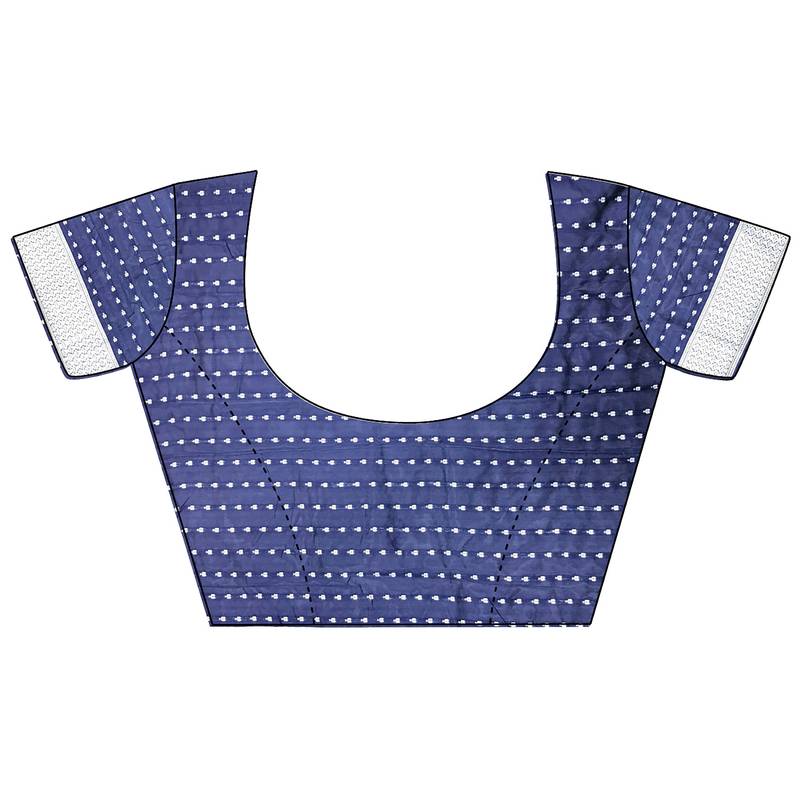 navy blue soft silk blend floral motifs banarasi saree