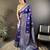 royal blue soft silk blend floral motifs banarasi saree