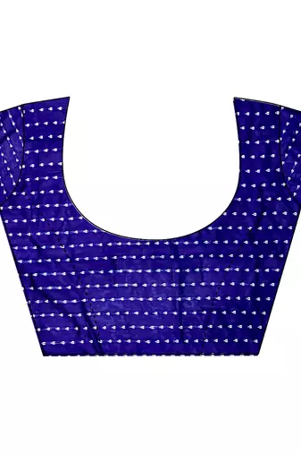 royal blue soft silk blend floral motifs banarasi saree