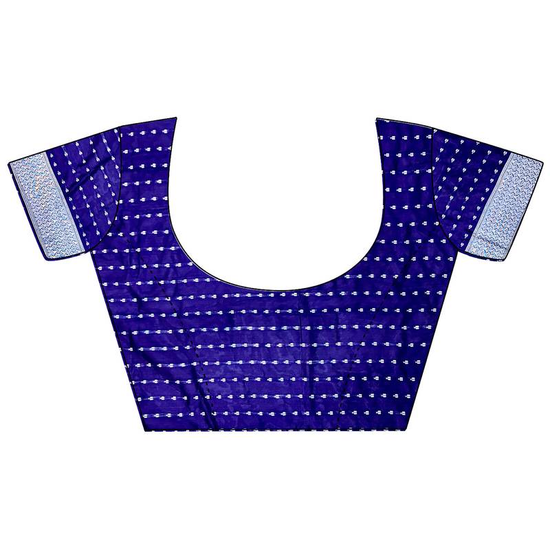 royal blue soft silk blend floral motifs banarasi saree