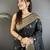 black lichi silk blend zari weaving motif banarasi saree