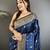 navy blue lichi silk blend zari weaving motif banarasi saree