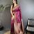 magenta lichi silk blend zari weaving motif banarasi saree