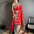red soft silk blend intricate zari weaving banarasi saree