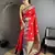 red soft silk blend intricate zari weaving banarasi saree