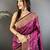 magenta lichi silk blend zari weaving motif banarasi saree