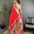 red soft lichi silk blend peacock & floral motifs jacquard kanchipuram saree