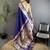 royal blue soft lichi silk blend peacock & floral motifs jacquard kanchipuram saree