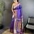 purple soft lichi silk blend peacock & floral motifs jacquard kanchipuram saree