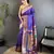 purple soft lichi silk blend peacock & floral motifs jacquard kanchipuram saree