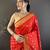 red lichi silk blend peacock & floral motis zari weaving paithani saree
