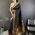 black lichi silk blend peacock & floral motis zari weaving paithani saree
