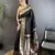 black soft lichi silk blend peacock & floral motifs jacquard kanchipuram saree