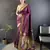 wine lichi silk blend peacock & floral motis zari weaving paithani saree