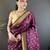 wine lichi silk blend peacock & floral motis zari weaving paithani saree