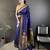 royal blue lichi silk blend peacock & floral motis zari weaving paithani saree