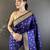 royal blue lichi silk blend peacock & floral motis zari weaving paithani saree
