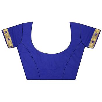 royal blue lichi silk blend peacock & floral motis zari weaving paithani saree 5