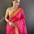 hot pink lichi silk blend peacock & floral motis zari weaving paithani saree