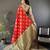 red soft silk blend checked & circular motifs zari weaving banarasi saree