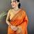 orange soft lichi silk blend butti meenakari work paithani saree