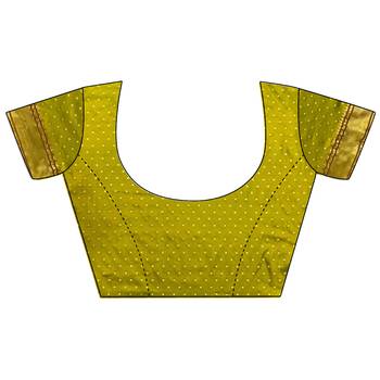 lime green soft lichi silk blend butti meenakari work paithani saree 5