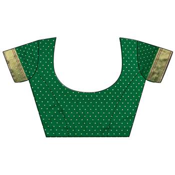 green soft lichi silk blend butti meenakari work paithani saree 5