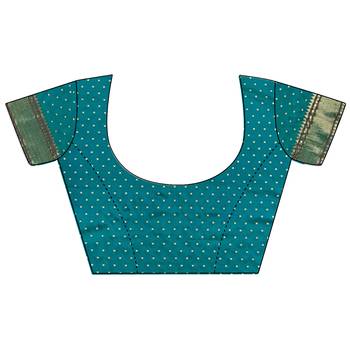 teal soft lichi silk blend butti meenakari work paithani saree 5
