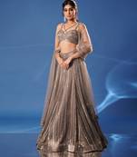 grey embroidered net lehenga set