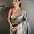 elora grey soft silk blend zari woven butti banarasi saree