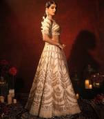 ivory embroidered raw silk lehenga set