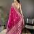 pink soft lichi silk blend elephant & floral motifs minakari work banarasi saree