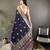navy blue soft lichi silk blend elephant & floral motifs minakari work banarasi saree