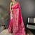 rani pink soft lichi silk blend elephant & floral motifs minakari work banarasi saree