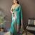 teal green soft lichi silk blend jacquard butti zari weaving paithani saree