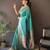 teal green soft lichi silk blend jacquard butti zari weaving paithani saree